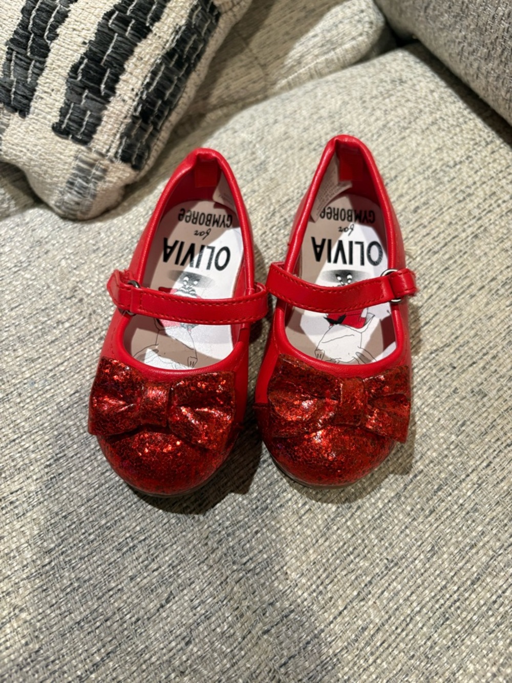 Gymboree Red Glitter Bow Mary Jane Shoes
